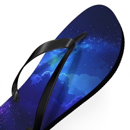 Galaxy Print Flip Flops | Cosmic Summer Sandals | Space-Themed Beach Footwear | Trendy Vacation Slides | Celestial Gift for Him or Her