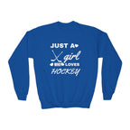 Just a Girl Who Loves Hockey Sweatshirt | Girls Hockey Crewneck, Cozy Sportswear
