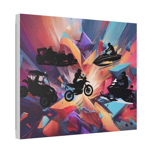 Dynamic Motorized Adventure Canvas Art | Motorsports Wall Decor, Off-Road Vehicle Artwork, Racing Enthusiast Gift, Modern Garage Art