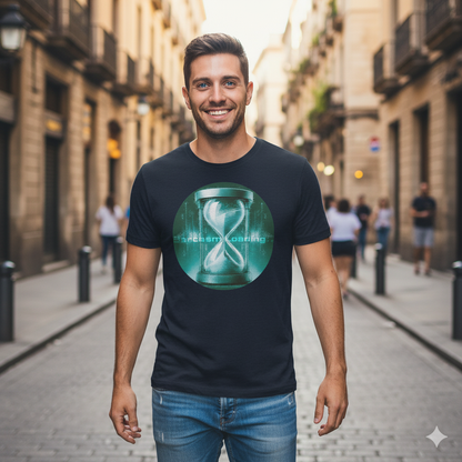 Sarcasm Loading T-Shirt | Futuristic Hourglass Graphic Tee for Men