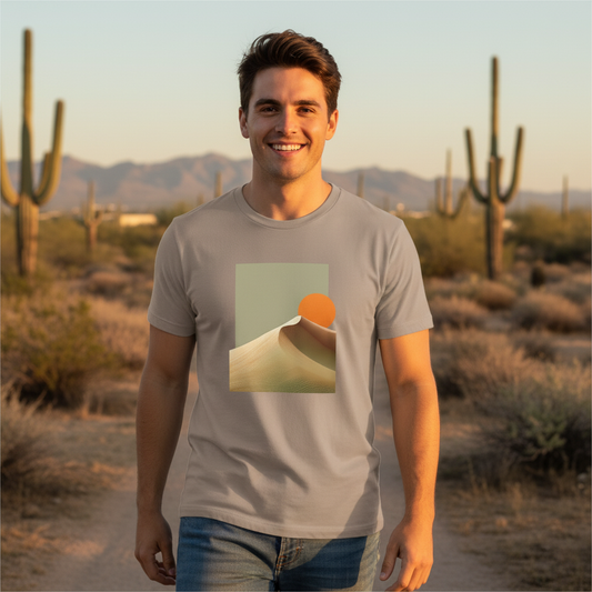 Bruntee Men’s Desert Dune Wave T-Shirt – Autumn Minimalist Graphic