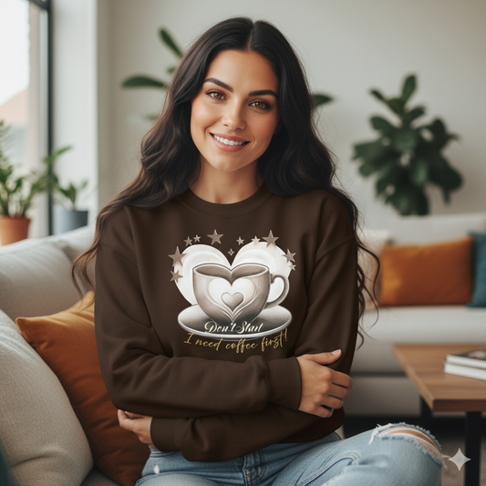 Bruntee Coffee Lover Crewneck – Funny Cozy Sweatshirt, Casual Wear, Gift for Coffee Enthusiasts
