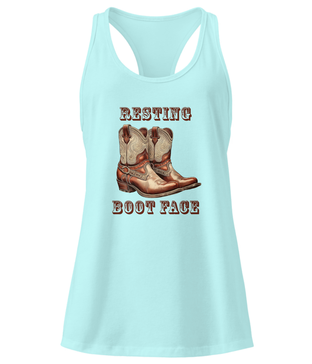 Resting Boot Face Women’s Racerback Tank | Funny Western Cowgirl Tank Top | Bruntee Western Apparel
