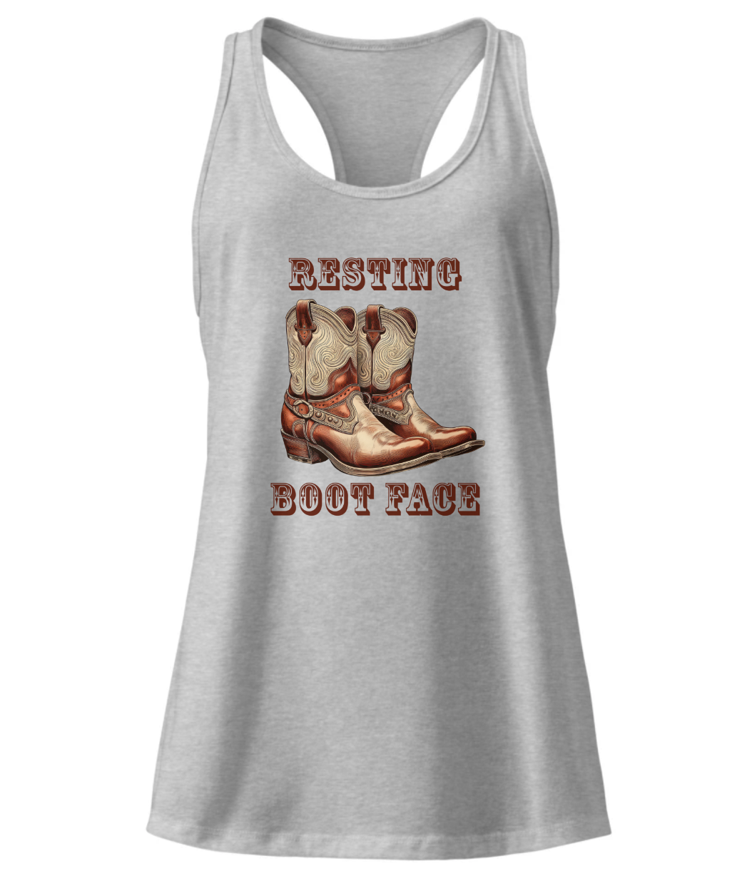 Resting Boot Face Women’s Racerback Tank | Funny Western Cowgirl Tank Top | Bruntee Western Apparel