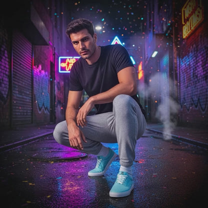 Bruntee Built to Rise Men’s Lace-Up Canvas Shoes - Powder Blue Edition