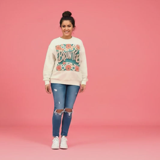 Women’s Retro Nostalgia Crewneck – 90s Y2K Groovy Graphic Sweater, Vintage Bruntee Style, Gift for Her