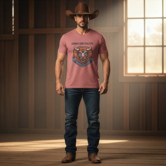 Cowboy Core Athletics Tee | Western Athletic Vintage T-Shirt for Men, Cowboy Gym Style, Casual Western Fashion